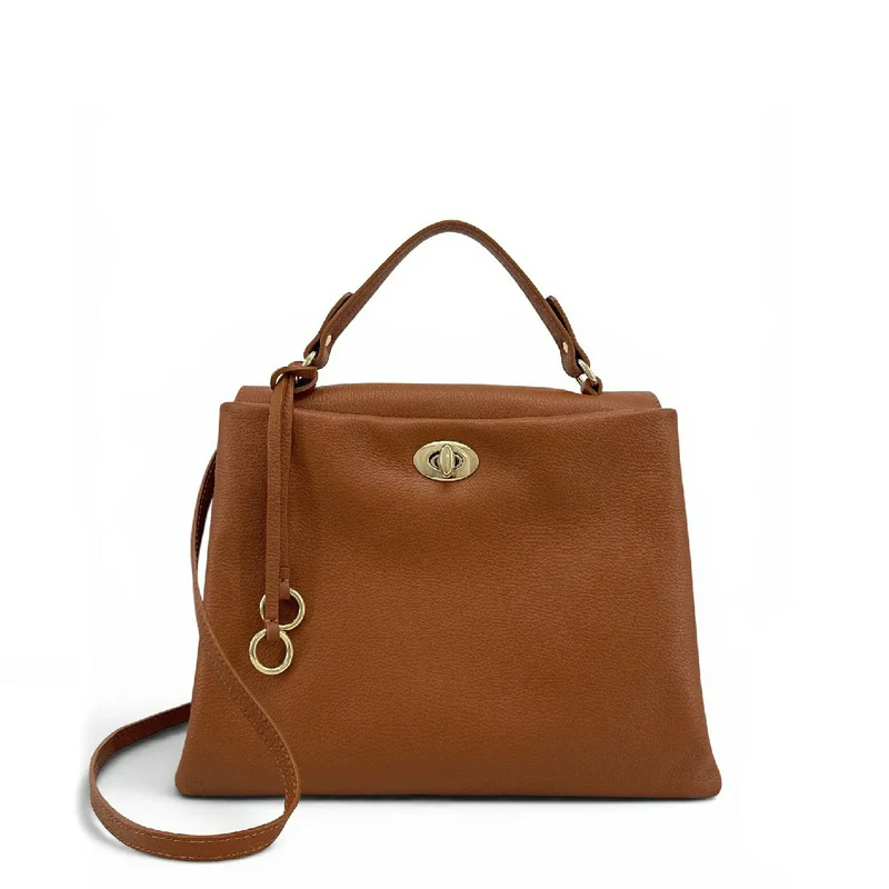 Sac à main en cuir grainé CHELSEA Marron camel foncé