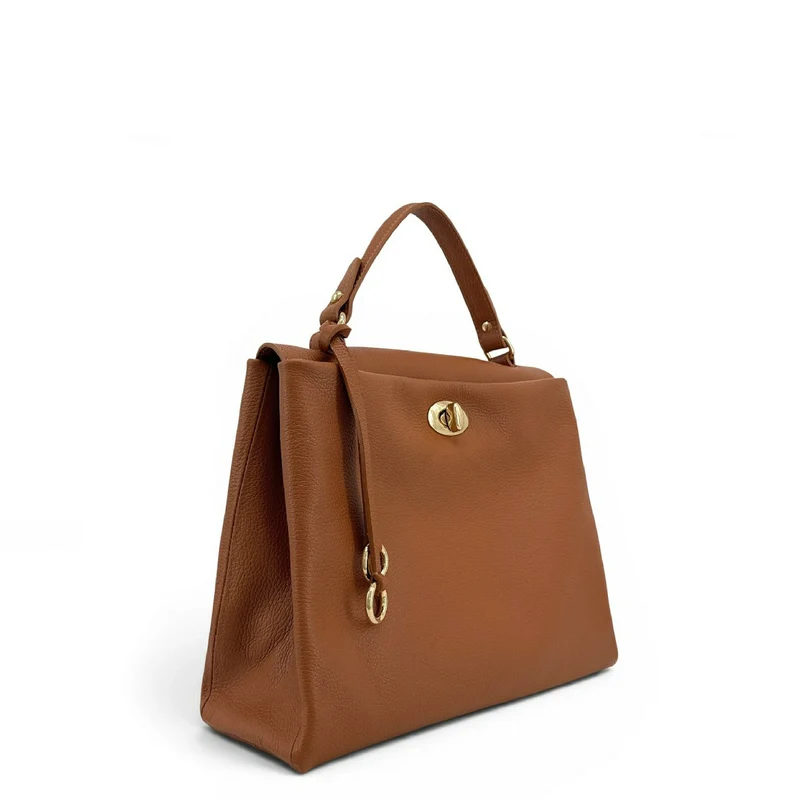 Sac à main en cuir grainé CHELSEA Marron camel foncé