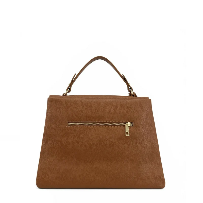 Sac à main en cuir grainé CHELSEA Marron camel foncé