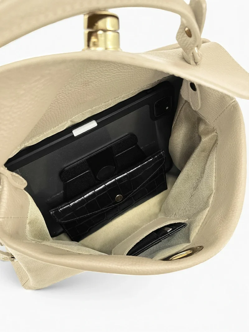 Sac à main en cuir grainé CHELSEA Beige crème