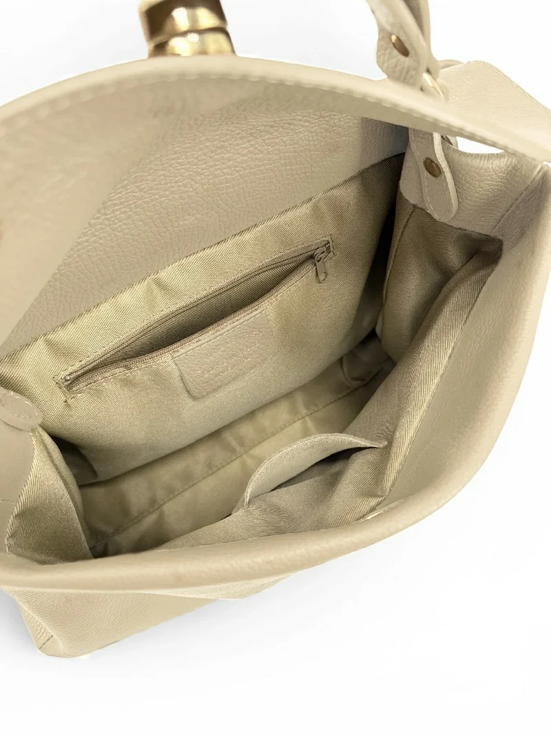 Sac à main en cuir grainé CHELSEA Beige crème