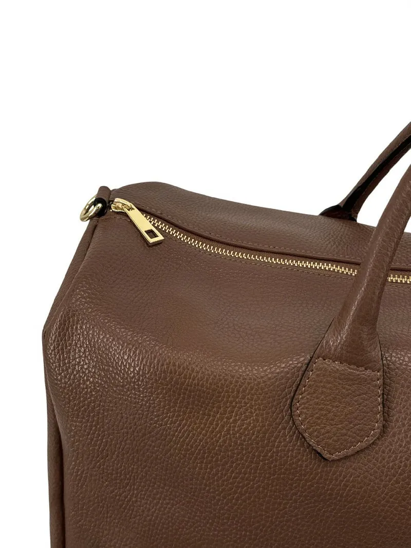 Sac de voyage en cuir grainé BERGEN Marron moka