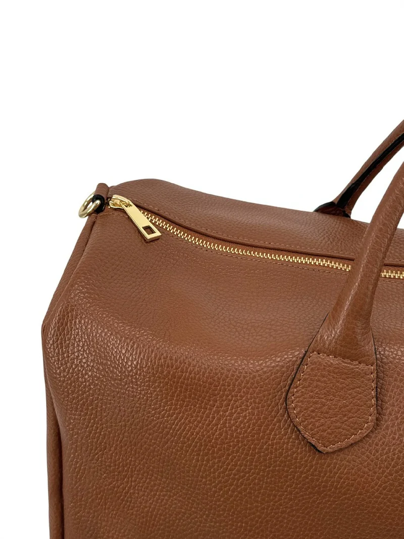 Sac de voyage en cuir grainé BERGEN Marron camel foncé