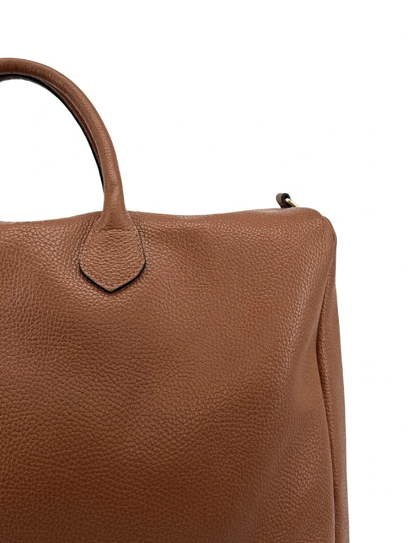 Sac de voyage en cuir grainé BERGEN Marron camel foncé