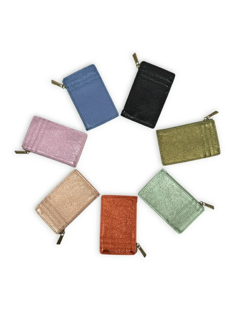 Porte-monnaie porte-cartes en cuir irisé EKKO Noir irisé