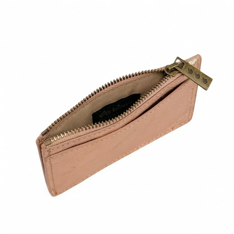 Porte-monnaie porte-cartes en cuir irisé EKKO Rose gold