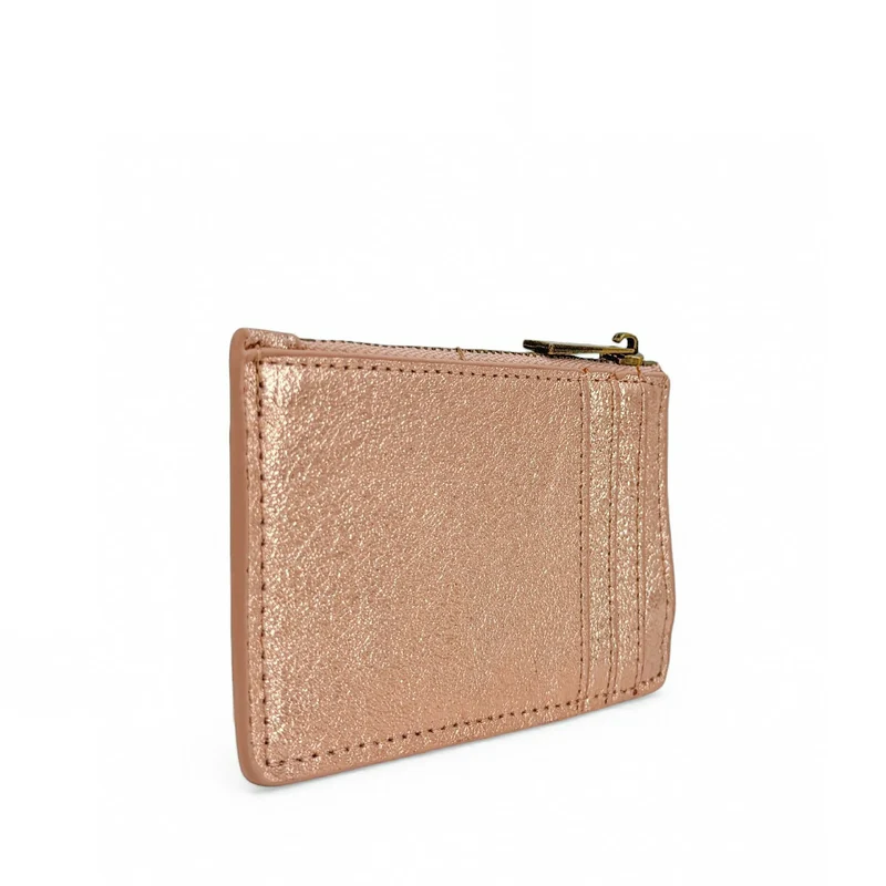 Porte-monnaie porte-cartes en cuir irisé EKKO Rose gold
