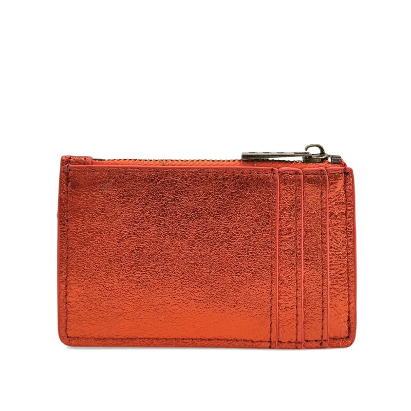 Porte-monnaie porte-cartes en cuir irisé EKKO Orange mandarine
