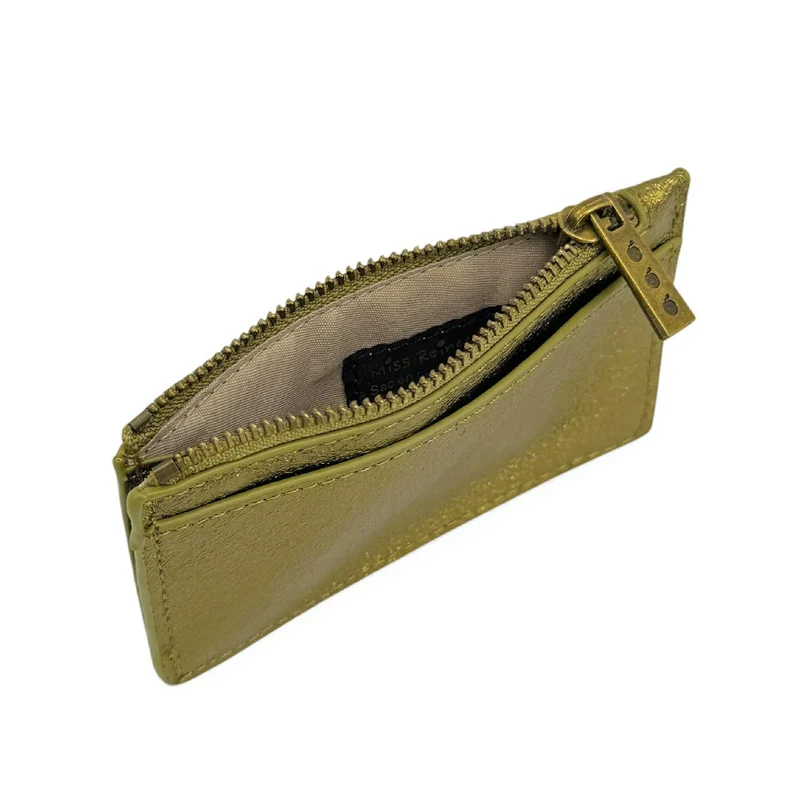 Porte-monnaie porte-cartes en cuir irisé EKKO Vert kaki
