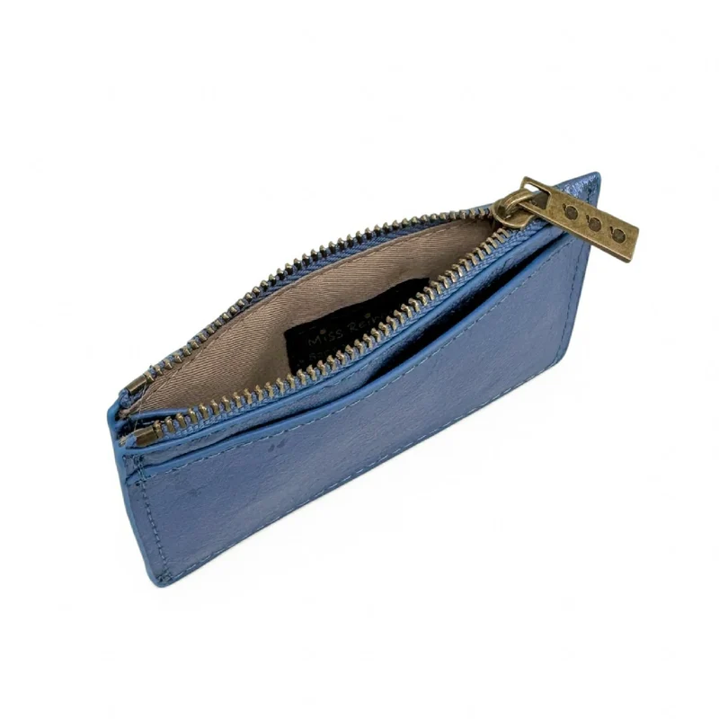 Porte-monnaie porte-cartes en cuir irisé EKKO Bleu cobalt