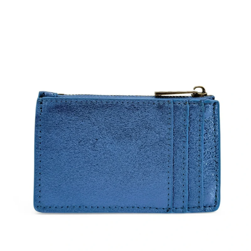 Porte-monnaie porte-cartes en cuir irisé EKKO Bleu cobalt