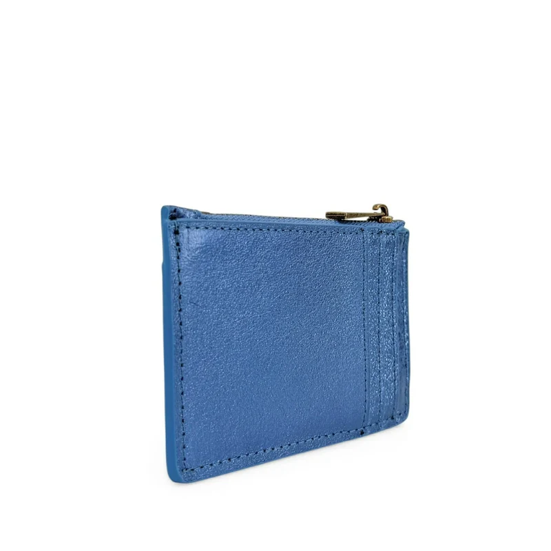 Porte-monnaie porte-cartes en cuir irisé EKKO Bleu cobalt