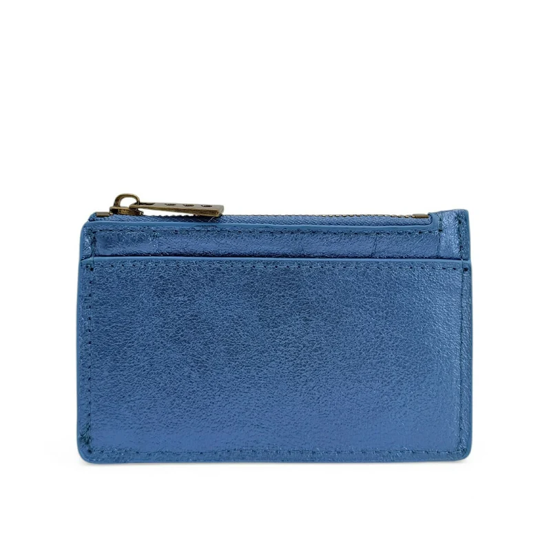 Porte-monnaie porte-cartes en cuir irisé EKKO Bleu cobalt