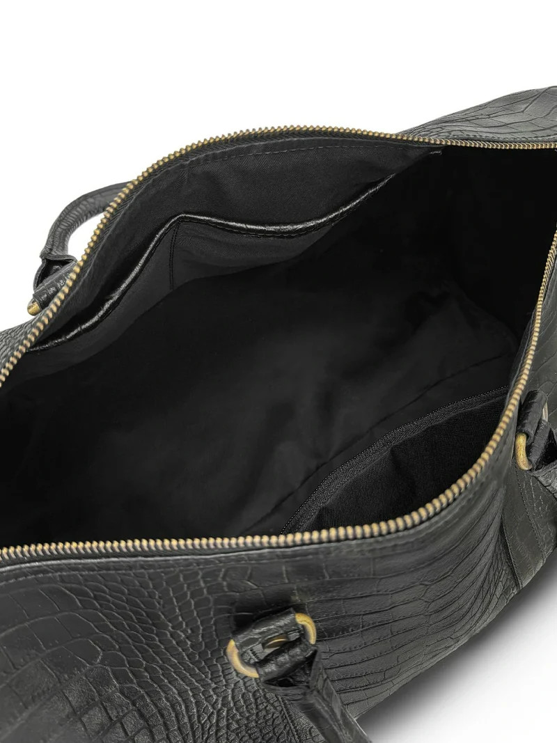 Sac de voyage en cuir embossé crocodile DARWIN Noir
