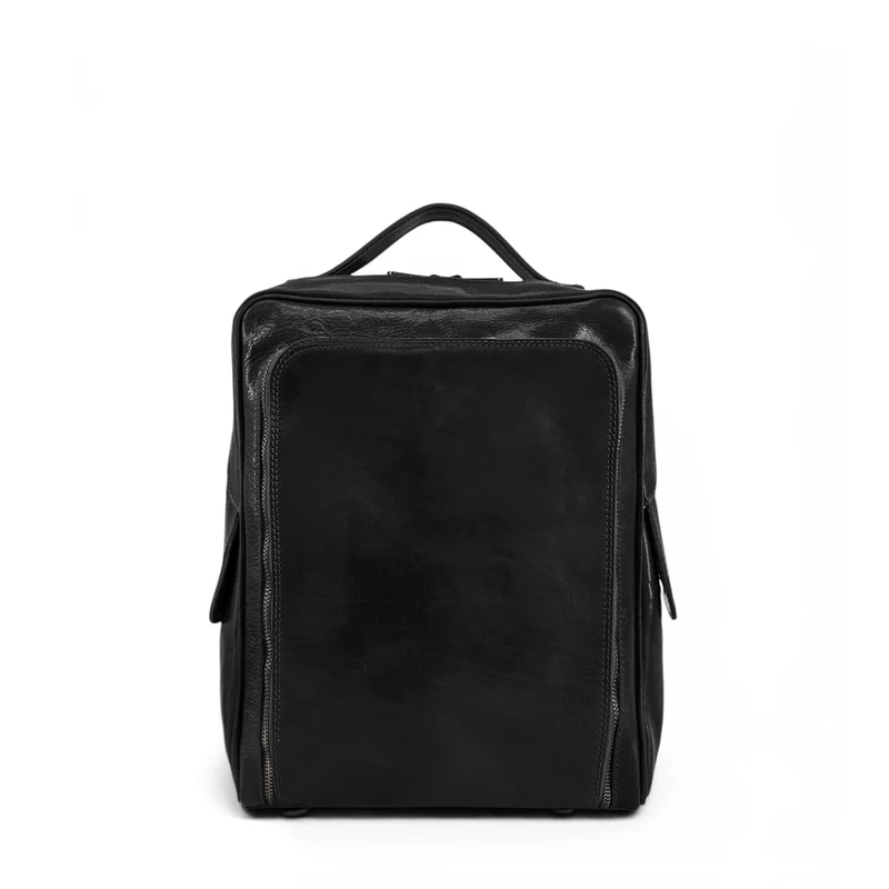 Sac à dos en cuir lisse OSLO Noir