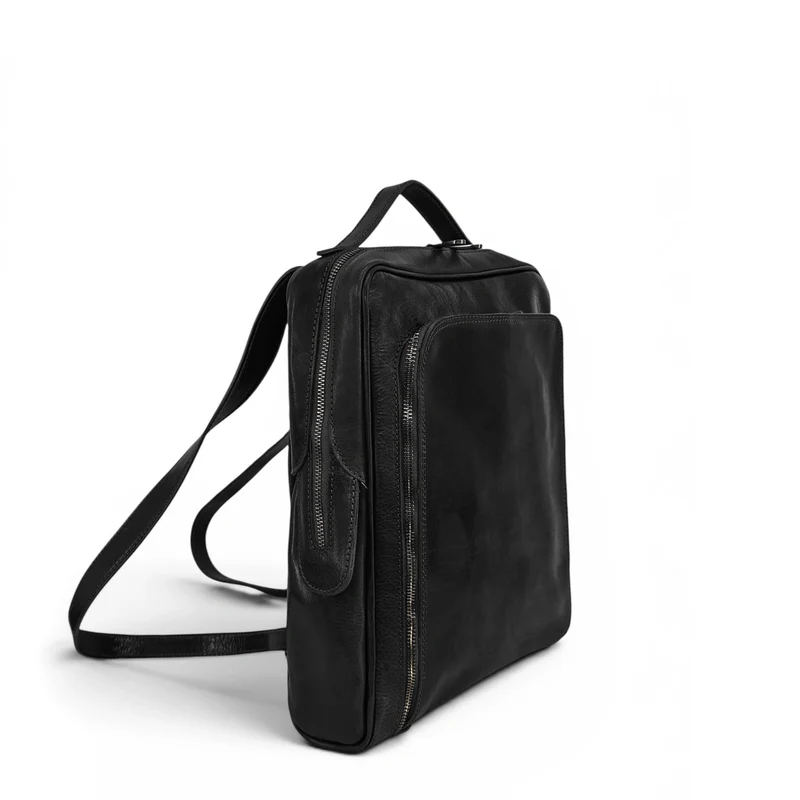 Sac à dos en cuir lisse OSLO Noir