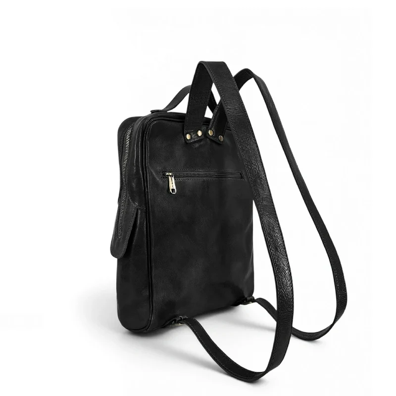 Sac à dos en cuir lisse OSLO Noir