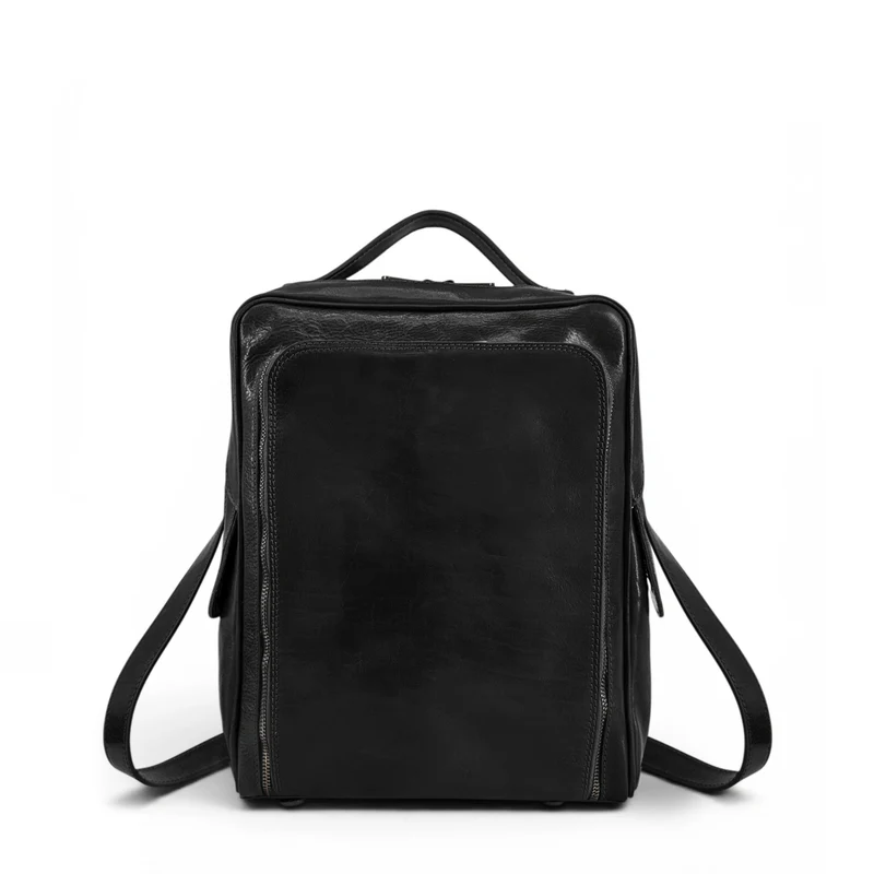 Sac à dos en cuir lisse OSLO Noir