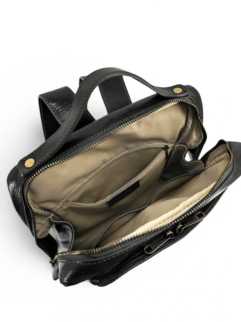 Sac à dos en cuir lisse OSLO Noir