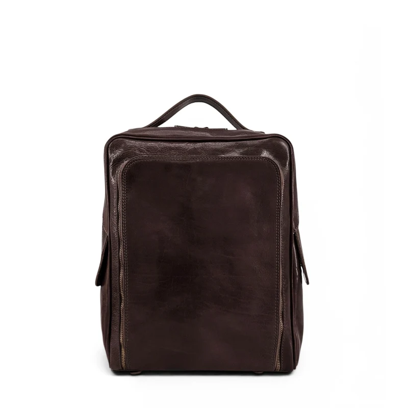 Sac à dos en cuir lisse OSLO Marron chocolat