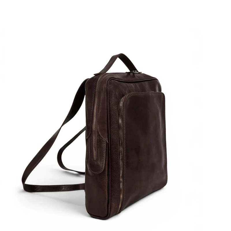 Sac à dos en cuir lisse OSLO Marron chocolat
