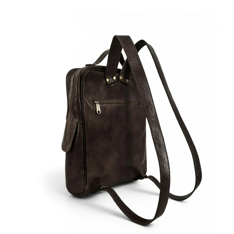 Sac à dos en cuir lisse OSLO Marron chocolat