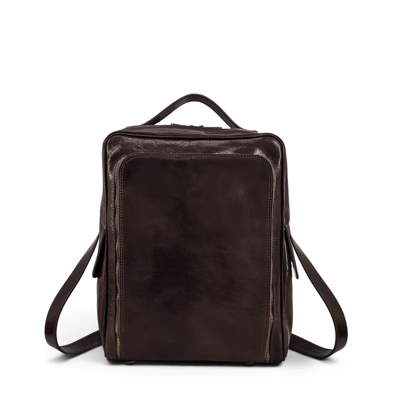 Sac à dos en cuir lisse OSLO Marron chocolat