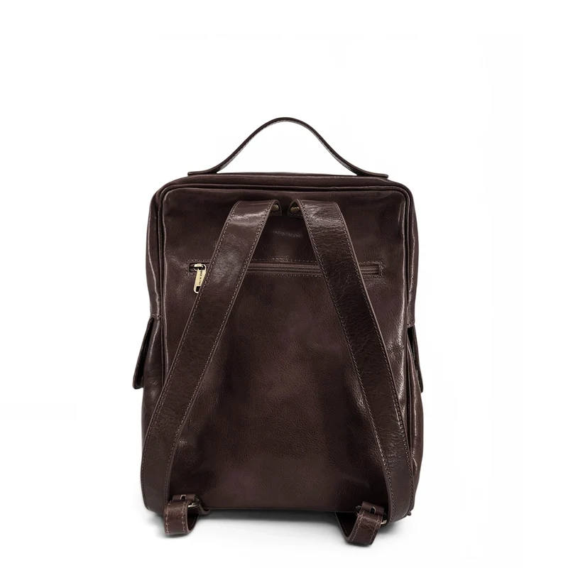Sac à dos en cuir lisse OSLO Marron chocolat