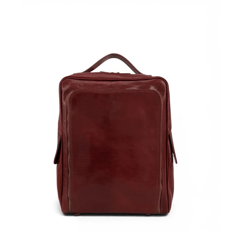 Sac à dos en cuir lisse OSLO Marron châtaigne