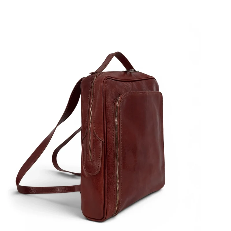 Sac à dos en cuir lisse OSLO Marron châtaigne