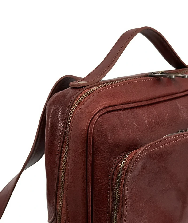 Sac à dos en cuir lisse OSLO Marron châtaigne