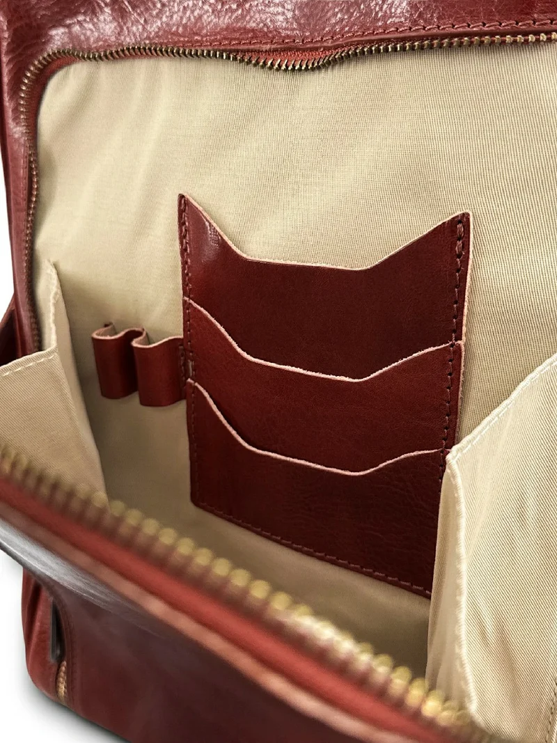 Sac à dos en cuir lisse OSLO Marron châtaigne