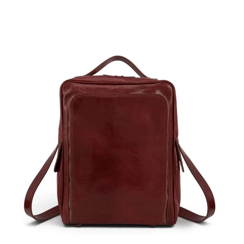 Sac à dos en cuir lisse OSLO Marron châtaigne