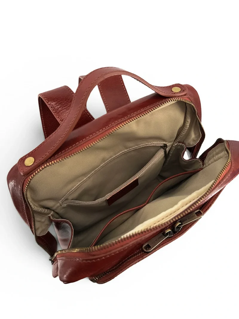 Sac à dos en cuir lisse OSLO Marron châtaigne