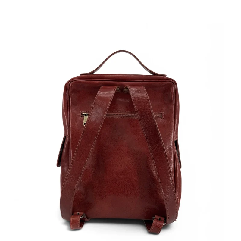 Sac à dos en cuir lisse OSLO Marron châtaigne