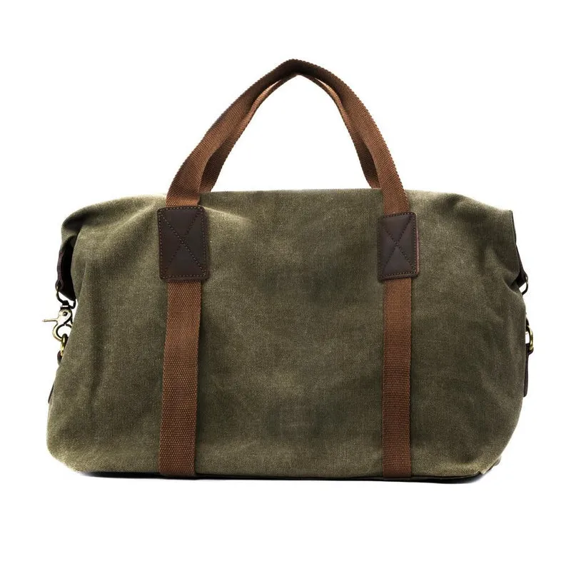 Sac week-end en toile et cuir brut HAO Vert olive