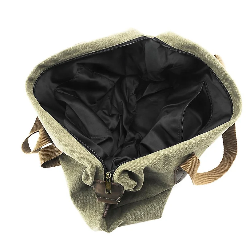 Sac week-end en toile et cuir brut HAO Vert olive