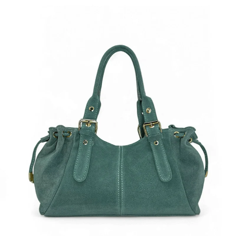 Sac bowling en daim PRINCESSE SUEDE Bleu vert canard