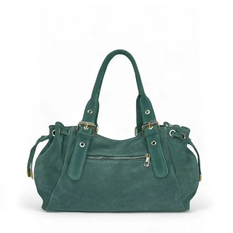Sac bowling en daim PRINCESSE SUEDE Bleu vert canard