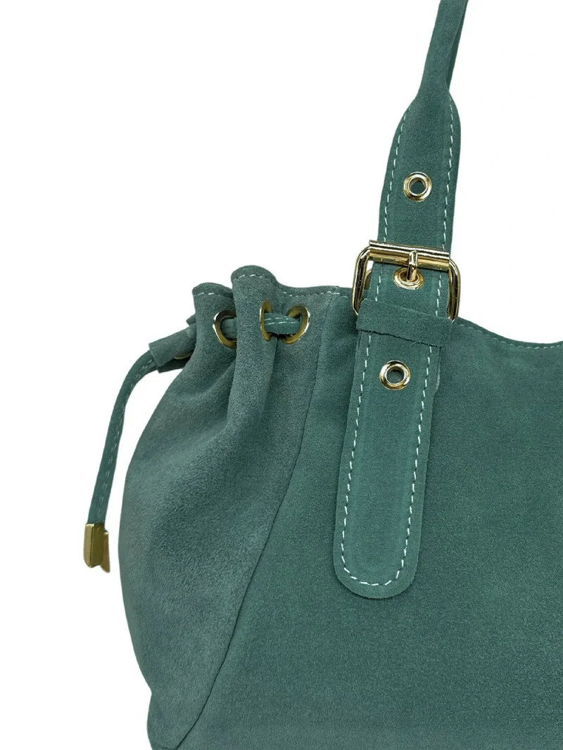 Sac bowling en daim PRINCESSE SUEDE Bleu vert canard