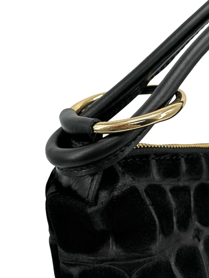 Sac pochette en daim embossé crocodile MAXINE Noir
