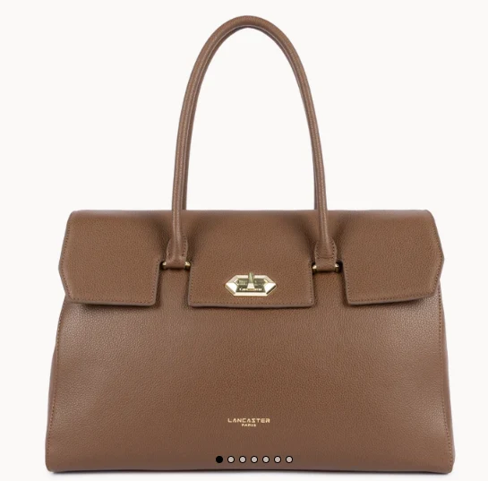 Grand Sac cabas épaule LANCASTER Foulonné Milano Châtaigne