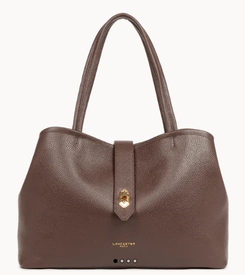 Sac cabas LANCASTER épaule avec fermoir L top double Marron
