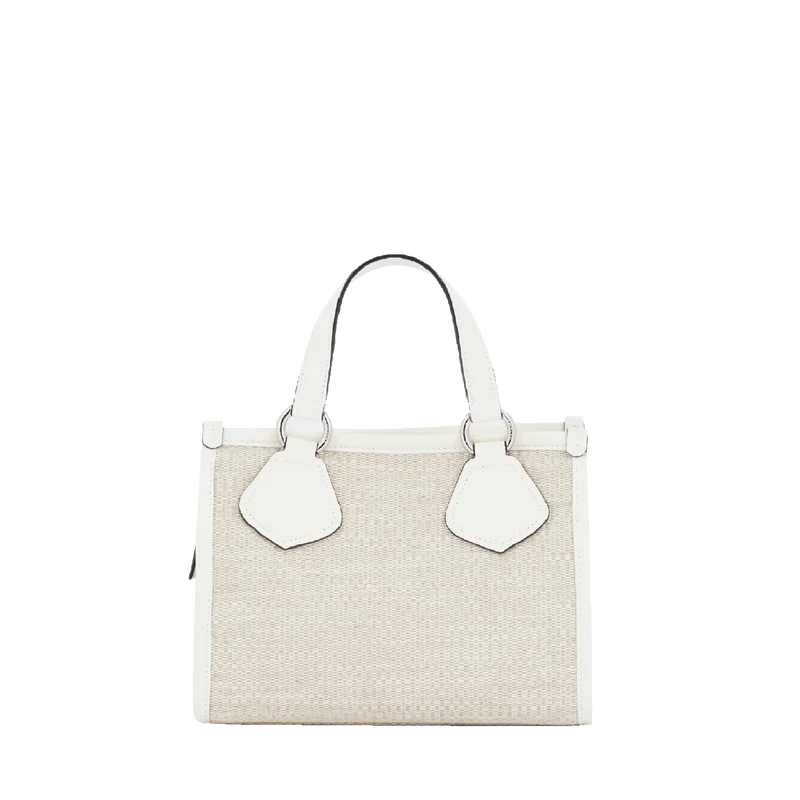 Cabas zippé S LANCEL Toile de jute et cuir de vachette lisse