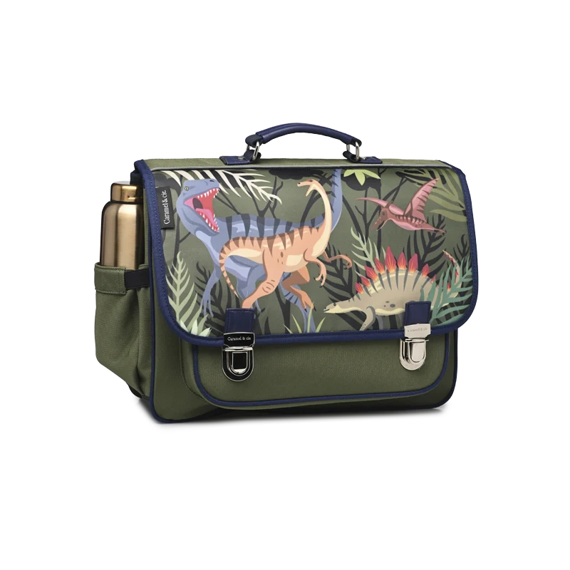 Cartable Moyen CARAMEL & CIE JURASSIC-VERT 38CM
