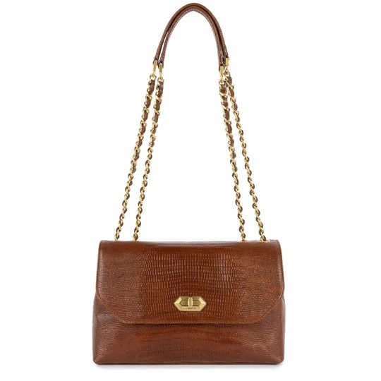 Sac Trotteur LANCASTER Exotic Lézard & Croco Cognac