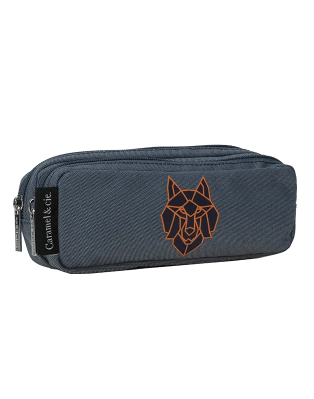 Trousse Double CARAMEL & CIE Loup Bleu