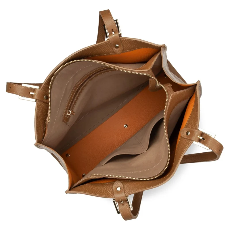 Grand Sac Cabas LANCASTER Foulonne Double Camel