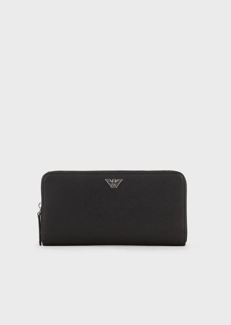 Emporio Armani Portefeuille entièrement zippé en cuir régénéré