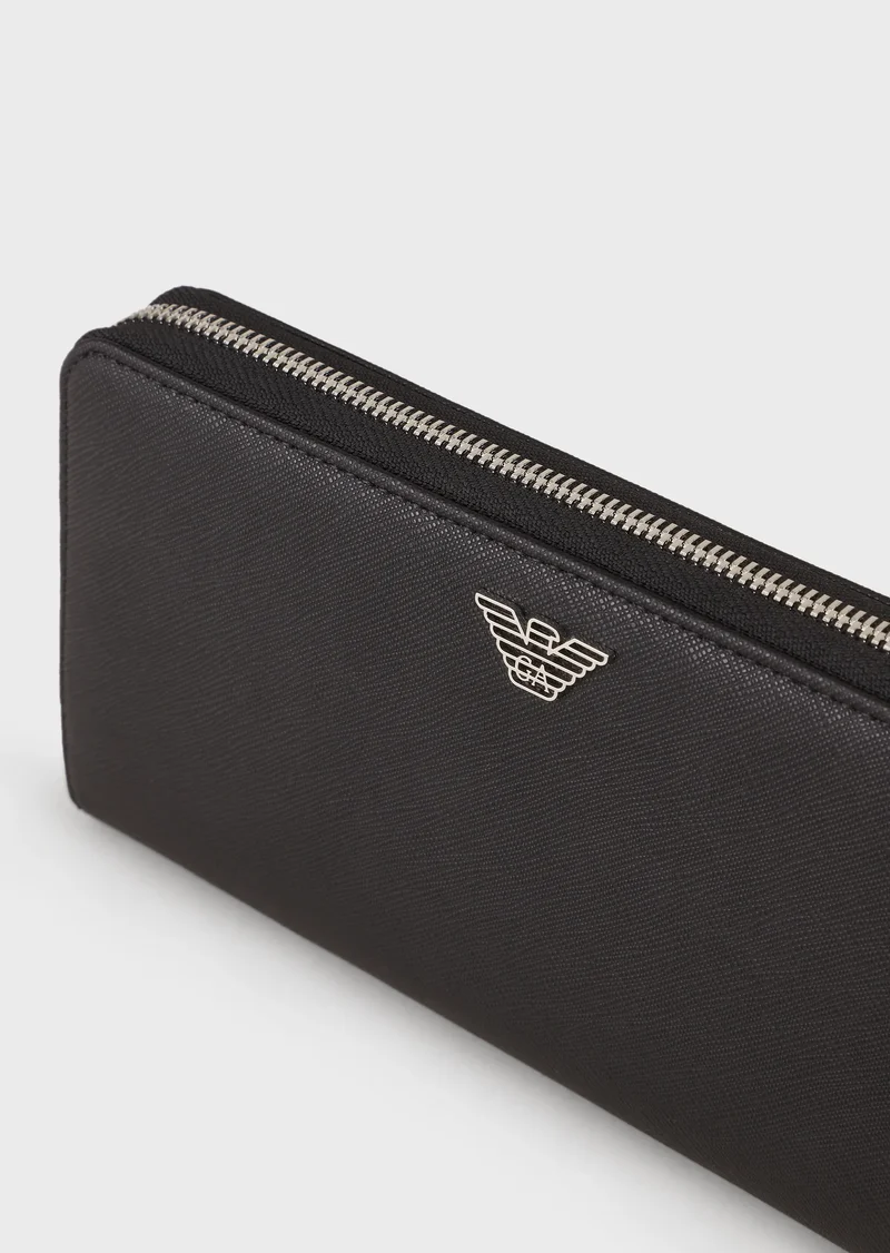 Emporio Armani Portefeuille entièrement zippé en cuir régénéré